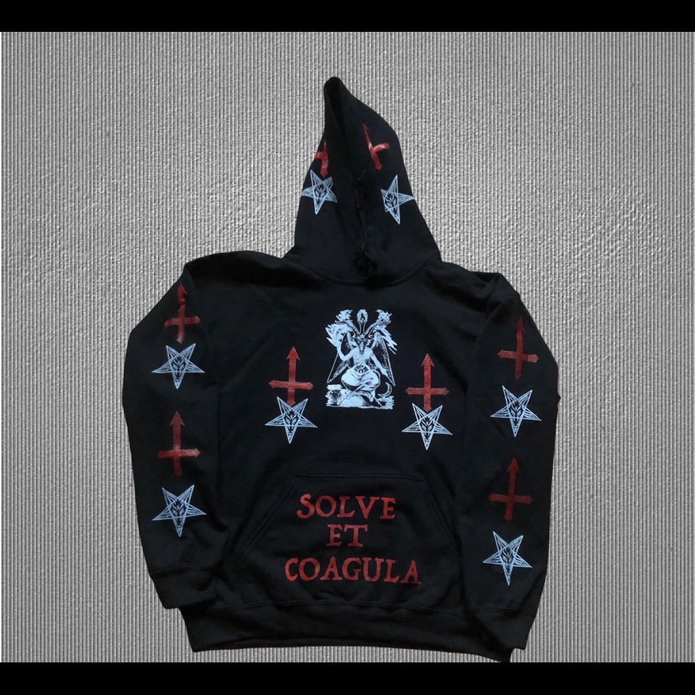 Baphomet hoodie LARGE Size inverted cross hail Satan